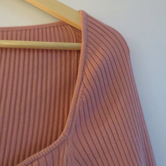 MAJORELLE Salone Mini Dress Stretch Ribbed Pastel in Dusty Rose - Size L - Picture 4 of 14